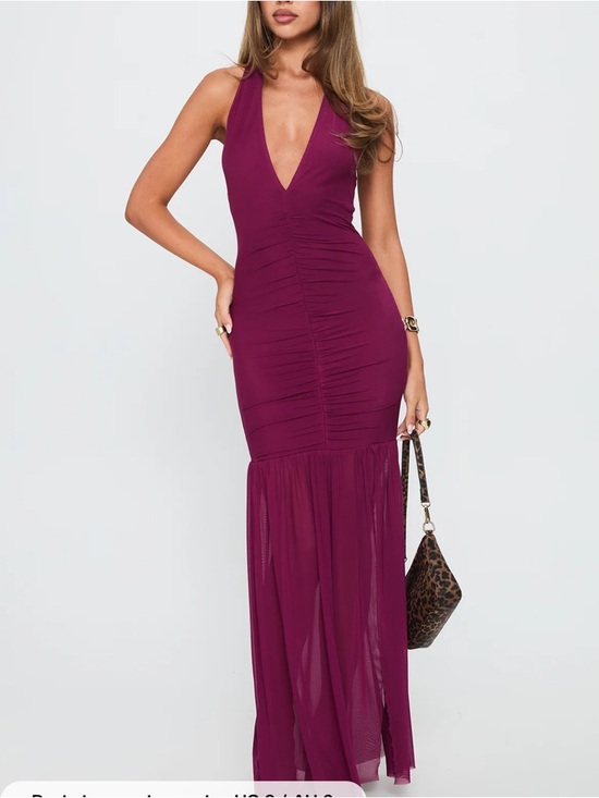 Princess Polly Dresses & Skirts - Princess Polly Jailyne Halter Plunge Maxi Dress Plum